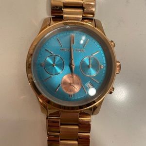 Michael Kors rose gold and turquoise watch